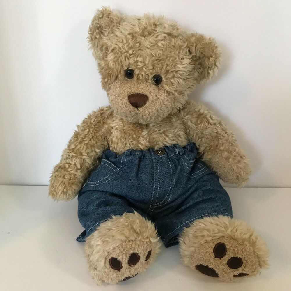 Vintage Build A Bear Teddy Bear 17" Tan Nose Ruff Pads on Big Paws Fluffy Plush